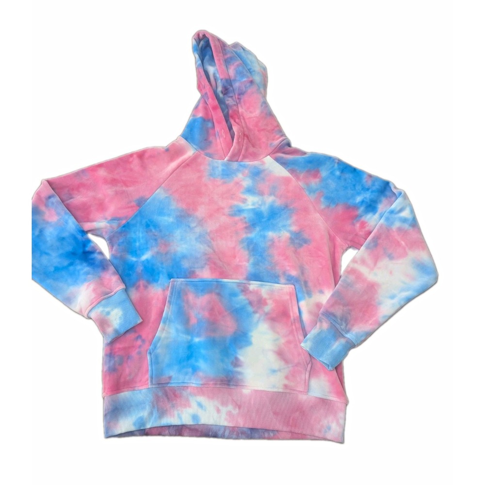 Spark Paws Pink Blue Tie Dye Pullover Hoodie Size Small Kangaroo Pocket
